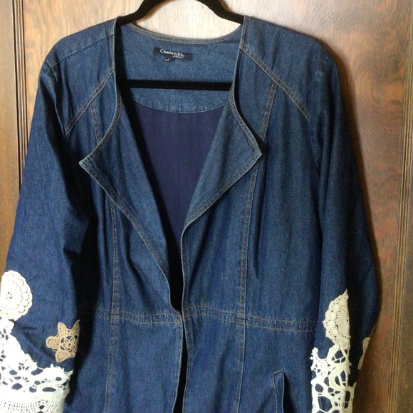 Chadwick’s of Boston Collectibles Lace Detail Denim Jacket sz large - Picture 4 of 6